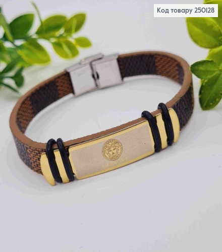 Браслет каучуковий з пластиною VERSACE, шир. 1см, довж. 21см, Stainless Steel 250128 фото 1