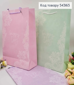 Пакет бумажный, "Happy Day" с кружевом, в ассорт. 31*42*12 см 543165 фото