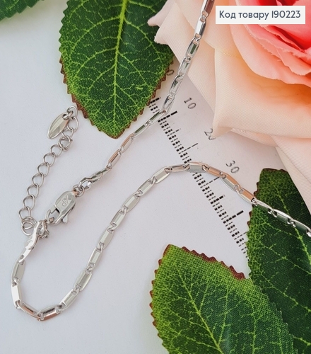 Цепочка родированая овальные пластинки 2мм, длина 45+5см, Xuping  190223 фото 1