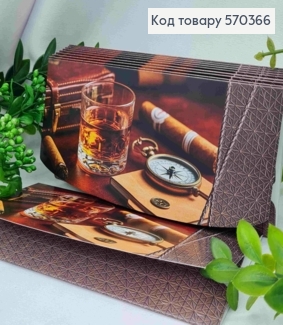 Конверт с принтом компас, виски и сегара, 17*8см, 10шт\уп 570366 фото