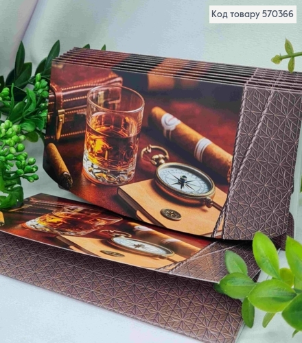 Конверт с принтом компас, виски и сегара, 17*8см, 10шт\уп 570366 фото 1