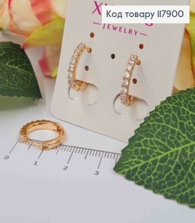 Серьги кольца украшены Блестящими камешками, 1,6см, Xuping 18К 117900 фото