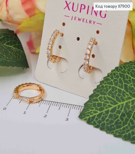 Серьги кольца украшены Блестящими камешками, 1,6см, Xuping 18К 117900 фото 1