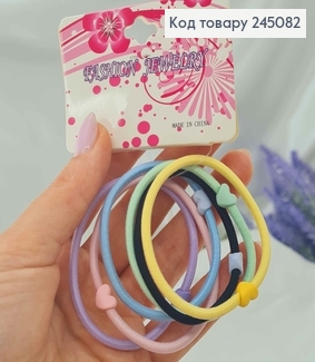 Набір резинок, 5шт. кольори в асорт., з бусинкою  сердечком 245082 фото