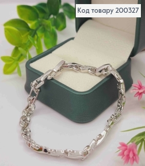 Браслет родований плетіння пластинками "Х" з Блискучими камінцями, довж. 17+2см, Xuping  200327 фото