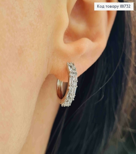 Сережки родовані кільця прикрашені Блискучими камінцями, 1,6см, XUPING 181732 фото 1
