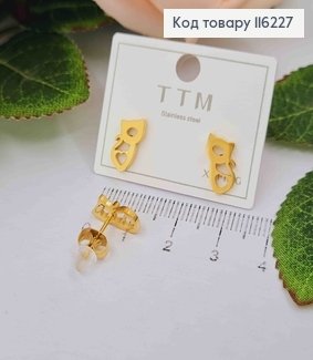 Серьги гвоздики, лимонного цвета, "Котята" 1,1см, Xuping 18К 116227 фото