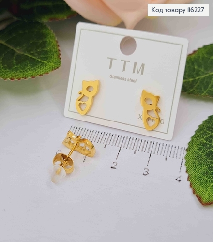 Серьги гвоздики, лимонного цвета, "Котята" 1,1см, Xuping 18К 116227 фото 1