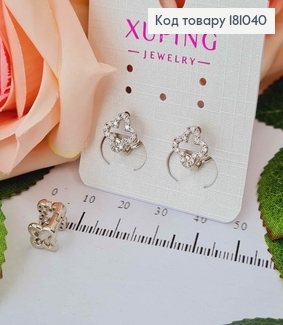 Сережки родовані кільця, чотирилисничок в камінцях, 1см, Xuping 181040 фото