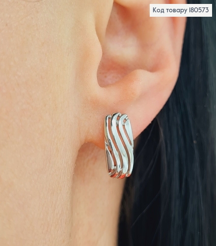 Сережки Хвильки 1,6*0,7см  (англійська застібка)  родовані Xuping 180573 фото 2