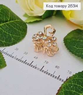 Краб металл, золотого цвета бантик, в перламутровых камнях, 2,5см. 215314 фото