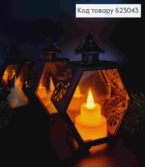 Декоративний LED ліхтарик 13см з ефектом горіння свічки теплого кольору, ЧОРНОГО кольору 623043 фото