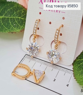Серьги "Блеск" с подвеской камешком, 2см, англ зам. Xuping 18К 115850 фото