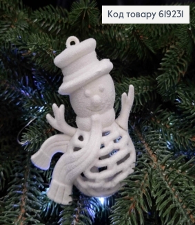 Новорічна фігура СНІГОВИК, бархат, колір БІЛИЙ, 9см, Україна 619231 фото