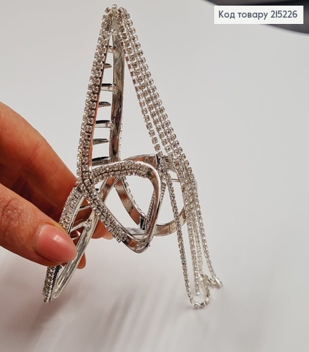 Краб металл УЗЕЛОК в камнях с цепочкой, 11,5см серебряного цвета 215226 фото 3