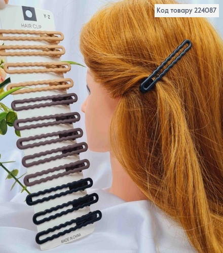 Заколка стрела металл 8*1см Волна матовая (коричневые тона в ассорт.) 224087 фото 1