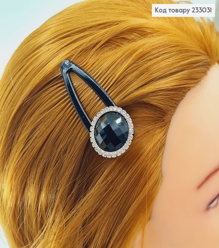 Заколка Стрела Оригинальное 6 см черный пластик с камнями 233031 фото 1