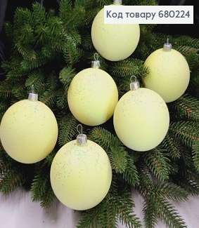 Игрушка шар 80мм РОСКОШНЫЙ БЛЕСК, цвет ЖЕЛТЫЙ, 6шт/уп., Украина 680224 фото