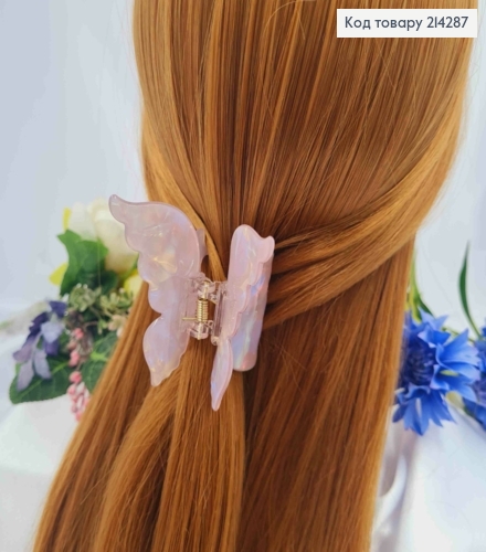 Краб пластик (акрил), БАБОЧКА, 7*6,5см, Перламутрово-сиреневого цвета 214287 фото 1