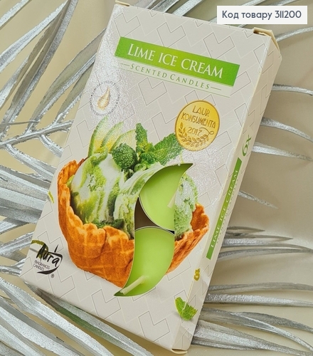 Аромасвечи таблетка BISPOL Лаймовый мороженое 6 шт / 4часов, 15-253 311200 фото 1
