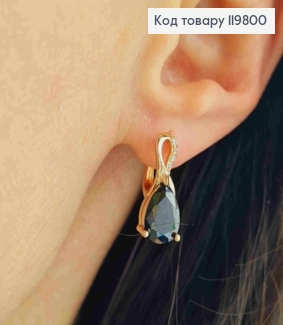 Серьги с Блестящим и Черным камнем, 1,8см, англ. застежка, XUPING 18К 119800 фото