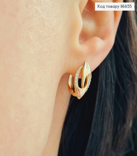 Серьги "Восхождение Орбит" с камешками, 1,5см, англ. зам. Xuping 18K 116655 фото 2