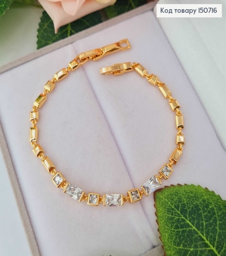 Браслет с квадратными камешками, дл. 17+2см, Xuping 18K 150716 фото 1