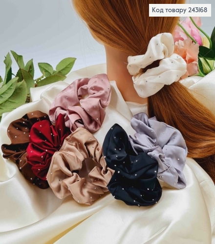 Резинка жатка Атласна, з дрібними блискітками, 9см, кольори в асорт. 243168 фото 1