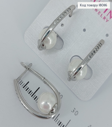 Серьги  с бусинкой медицинское золото Xuping 180116 фото 1