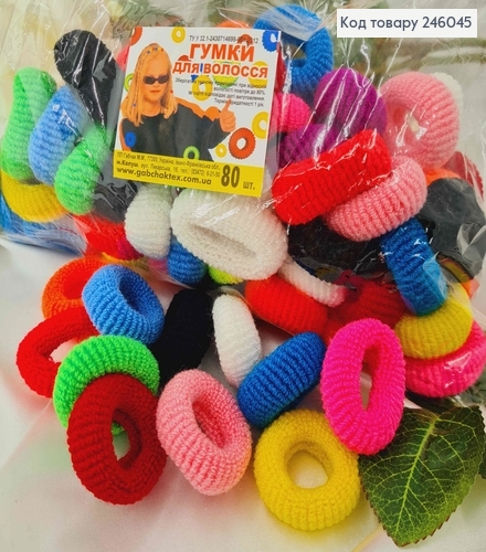 Резинка калуш Махра середня 4см, колір 80шт/уп в асорт. 246045 фото 1