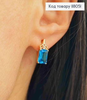 Серьги с Синим квадратным камешком, 1,4см, английская застежка, Xuping 18K 118051 фото