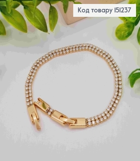 Браслет украшен Блестящими камешками в два ряда, длина 17+2см, Xuping 18K 151237 фото