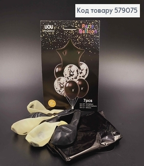 Набор шаров черных, 1шт(фольга), 3шт(с наполнением), 3шт(латекс) 579075 фото