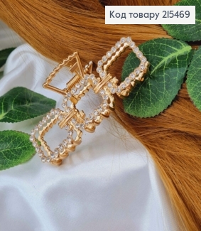 Краб металл, золотого цвета, Три квадратика с перепонками, в камнях, 8см 215469 фото