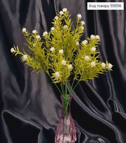 Искусственная композиция Мелкоцвет, БЕЛОГО цвета, 7 веточек на металлическом стержне, высота 35см 551556 фото 1