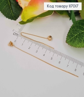 Серьги протяжки, с конусной подвеской с камешками, 8см, Xuping 18К 117017 фото