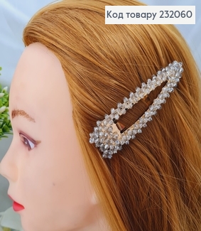 Заколка Тік-так 9см з СІРИМИ  камінцями 232060 фото