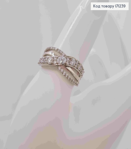 Кольцо родованное украшено Блестящими камнями, Xuping 171239 фото 2