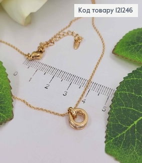 Цепочка якорное плетение, с подвеской шайбочкой в камнях, длина 40+5см, Xuping 18K 121246 фото