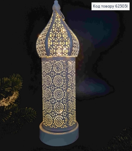 Декоративный LED фонарик 30см, Теплого цвета, МОЛОЧНЫЙ, металл. корпус (без батареек) 623031 фото 1