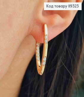 Серьги стрелы украшены Блестящими камешками, длина 2,7см, английская застежка, XUPING 18K 119323 фото