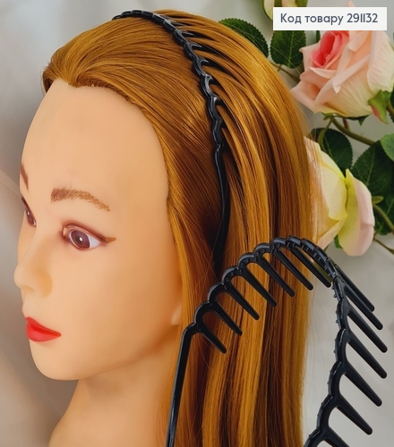 Обруч Гребень черный глянцевой 291132 фото 1