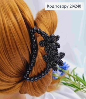 Краб пластик, глянцевый, Полукруг фактурный с Цветами, 8см, Черного цвета 214248 фото