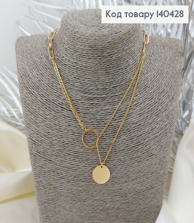Подвеска Два круга 50 + 5см медицинское золото Xuping 140428 фото