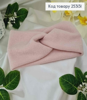 Повязка ангора рубчик, цвета Пудра, 21*10,5см, ручная работа 275038 фото