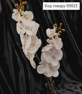 Искусственная композиция Орхидея, БЕЛОГО цвета, 2 веточки на металлическом стержне, 59см 551523 фото