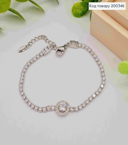 Браслет родований "Сяйво" прикрашений Блискучими камінцями, довжина 17+3см, Xuping 200346 фото 2