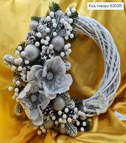 Вінок з дерев'яних прутиків з декором  д.40 620215 фото 3