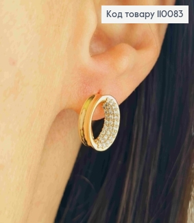 Сережки "Олівія" прикрашені Блискучими камінцями, довжина 1,3см, англійська застібка, Xuping 18К 110083 фото