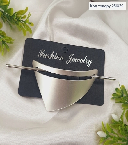 Полукруг металл с заколкой для шишки серебряного цвета 251039 фото 2